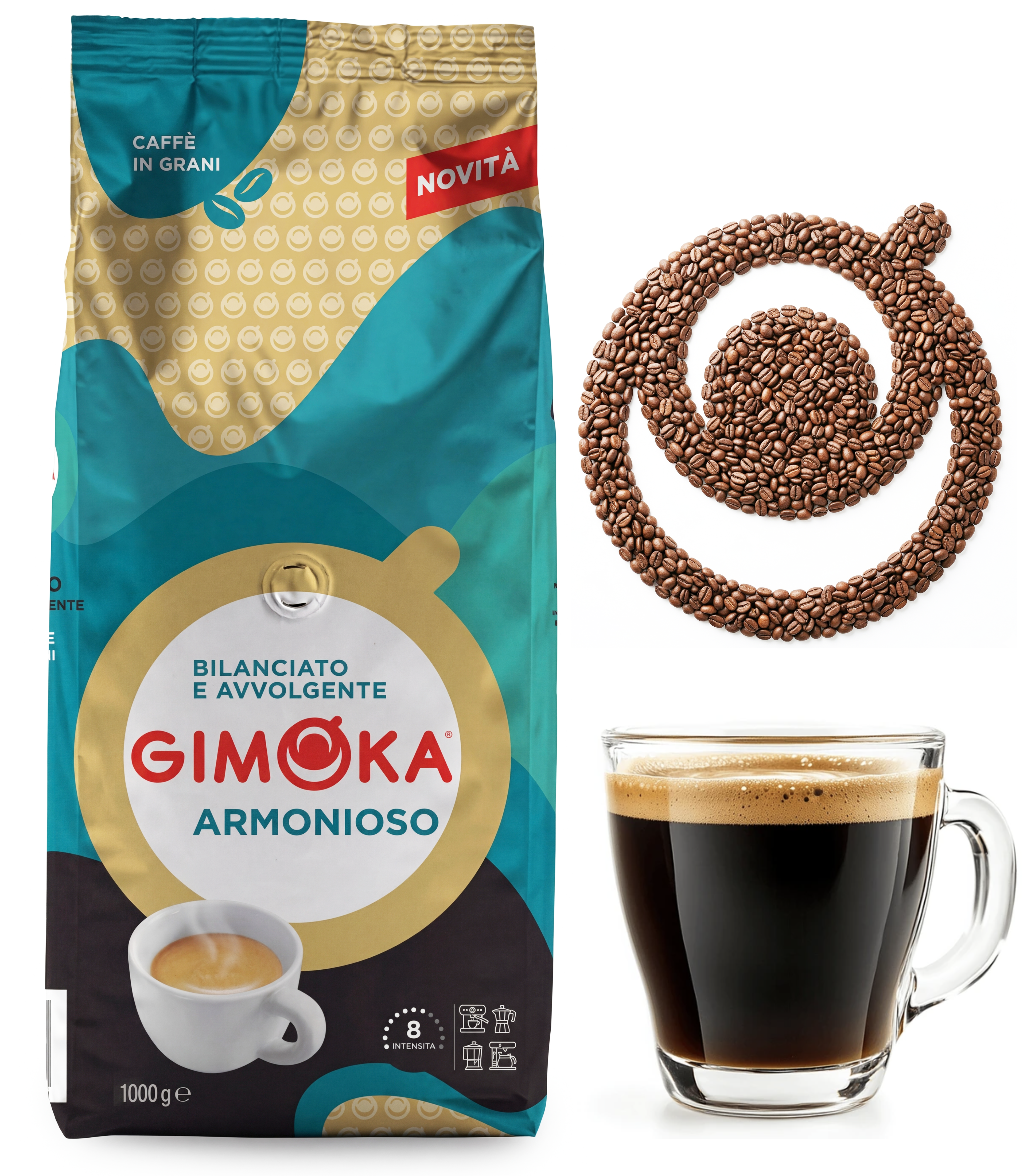 Gimoka Armonioso Çekirdek Kahve — 1kg | Dengeli ve Sürükleyici Aroma - Gimoka